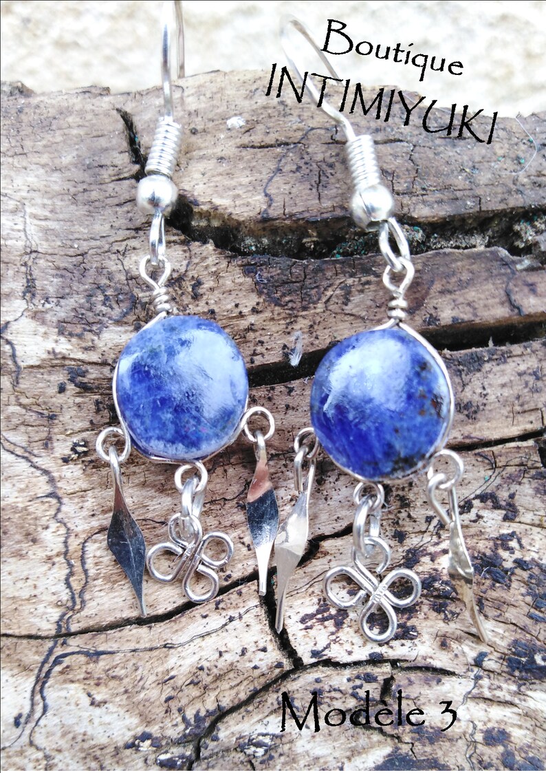 handmade earring stone earring Peruvian earring chrysoglue earring Sodalite earring jewelry
