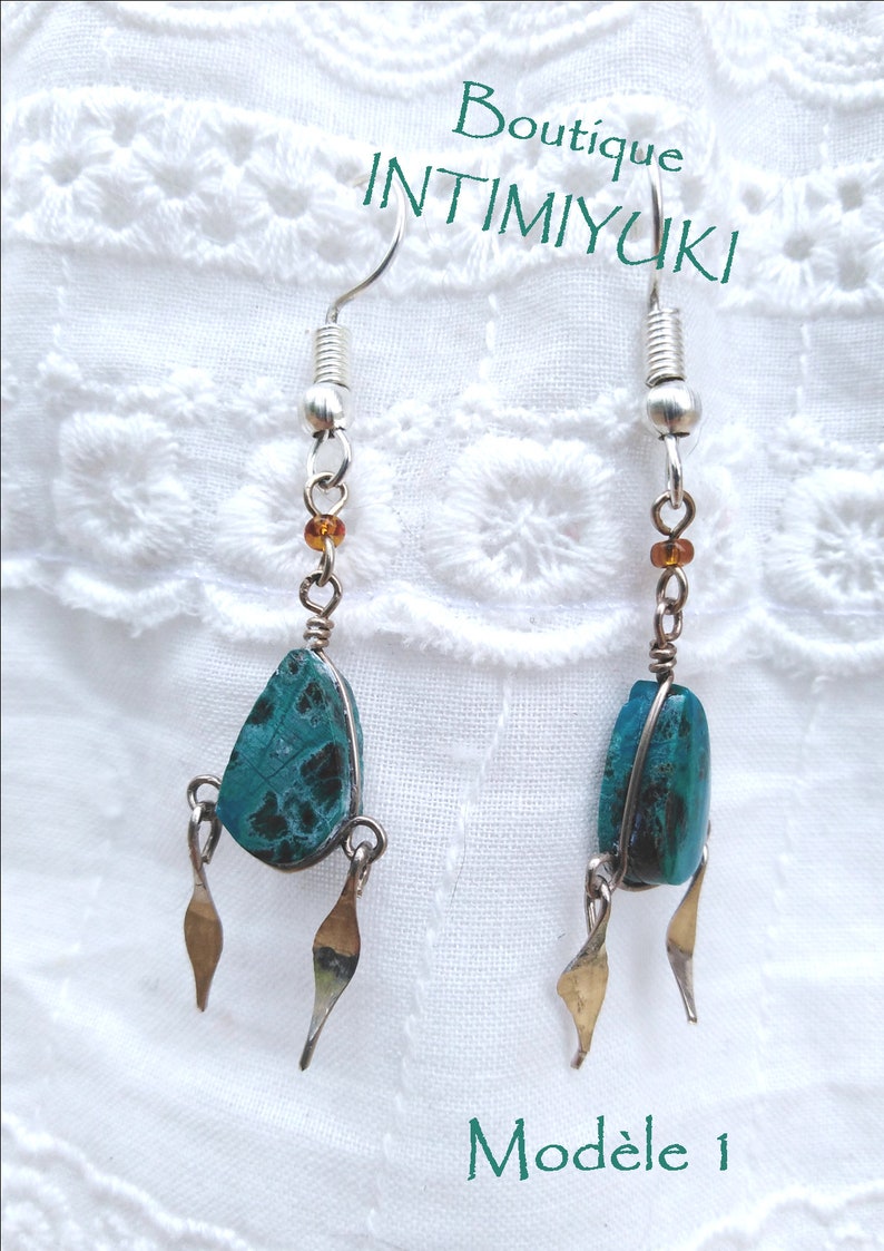 handmade earring stone earring Peruvian earring chrysoglue earring Sodalite earring jewelry