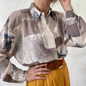 Beautiful vintage blouse / men&#39;s shirt long-sleeved pink floral 80s 90s