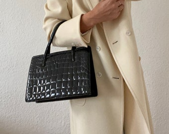 Très beau sac à main vintage noir 80 années 90