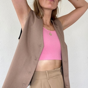 Beautiful vintage vest / blazer in light brown 60s 70s