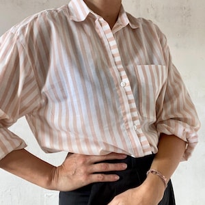 Beautiful vintage blouse pink white striped 80s 90s