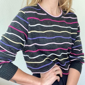 Beautiful vintage sweater waistband striped 90s image 1