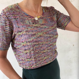 Beautiful vintage knit top / top / T-shirt in bright colors 90s 2000s Rave