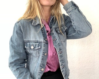 Lässige Vintage Jeansjacke langärmelig 90er Jahre Blue Jeans