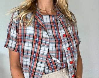 Beautiful vintage two-piece blouse / blazer from the 40s 50s plaid