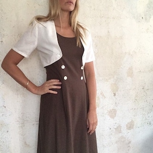 Very nice vintage dress / two-piece in brown white
