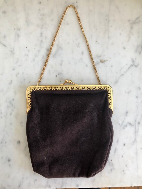 Beautiful vintage handbag in dark brown 30s 40s - image 2