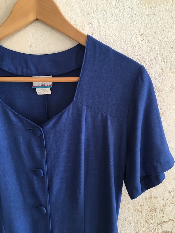 Schönes Vintage mini Kleid kurzärmelig in blau 70… - image 2