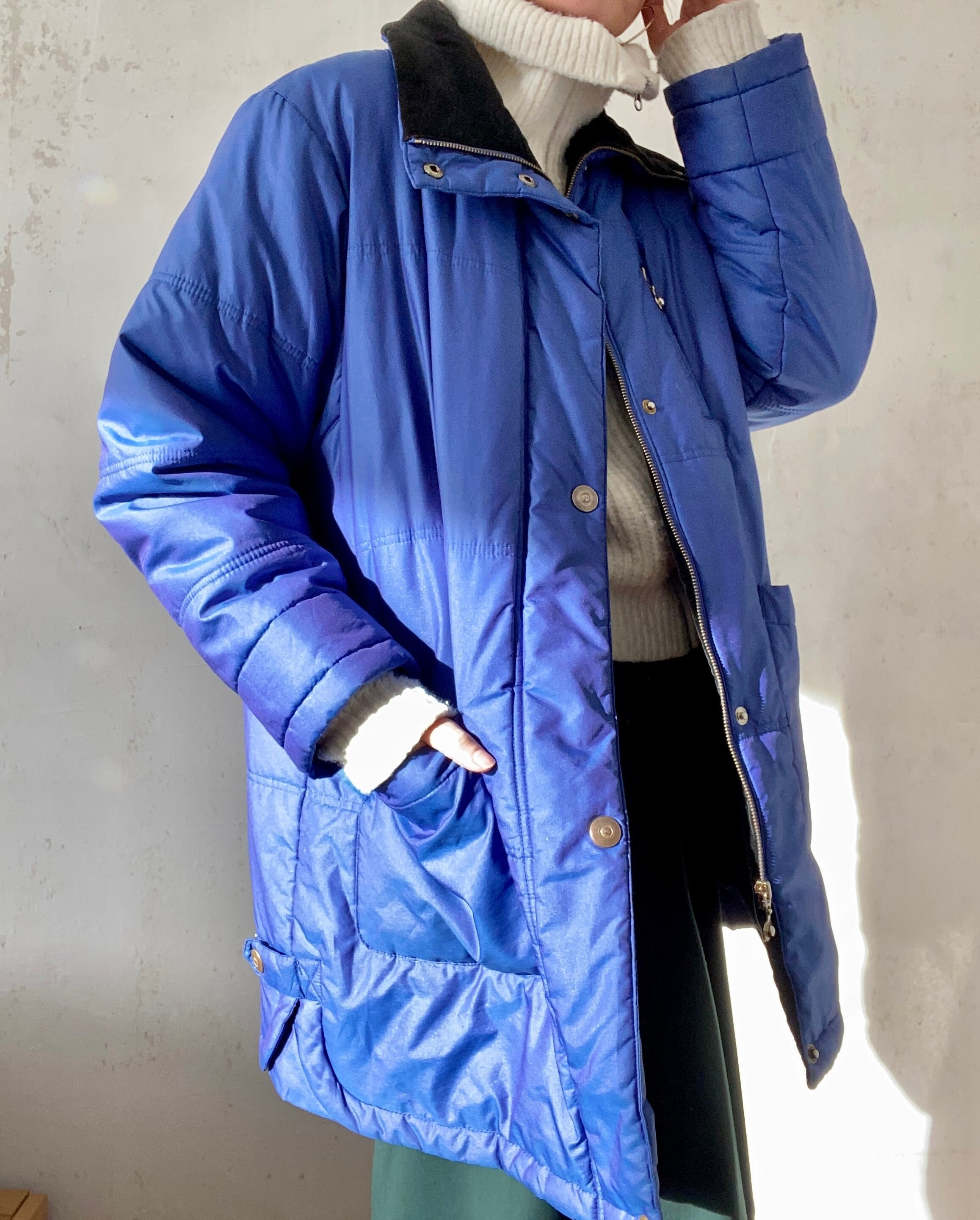 Belle doudoune veste d hiver en bleu vif annees 80 90 Etsy France
