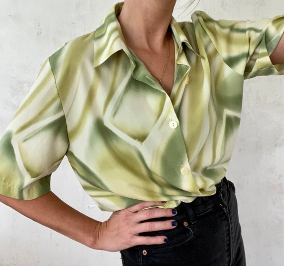 Beautiful vintage blouse short sleeves 90s differ… - image 1