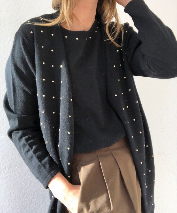 Beautiful vintage two-piece in black with rhinesto