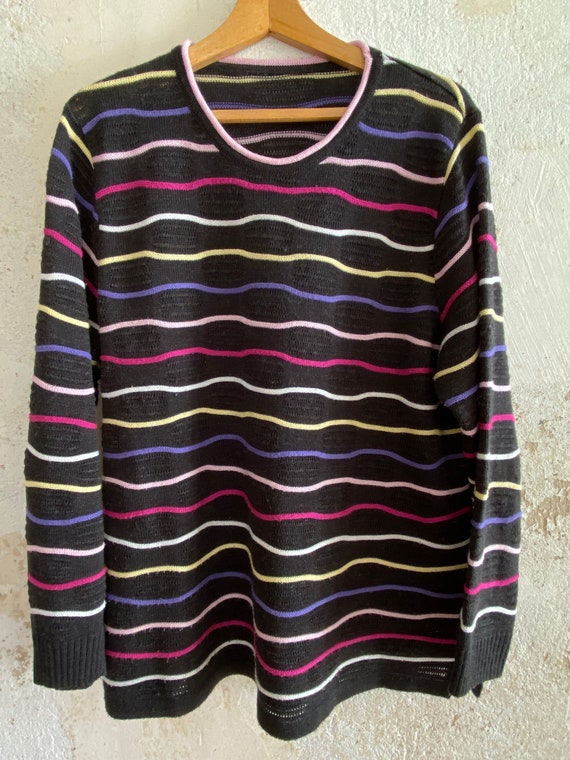 Beautiful vintage sweater waistband striped 90s - image 3