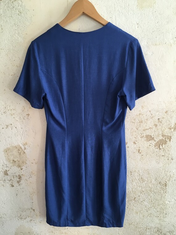 Schönes Vintage mini Kleid kurzärmelig in blau 70… - image 4