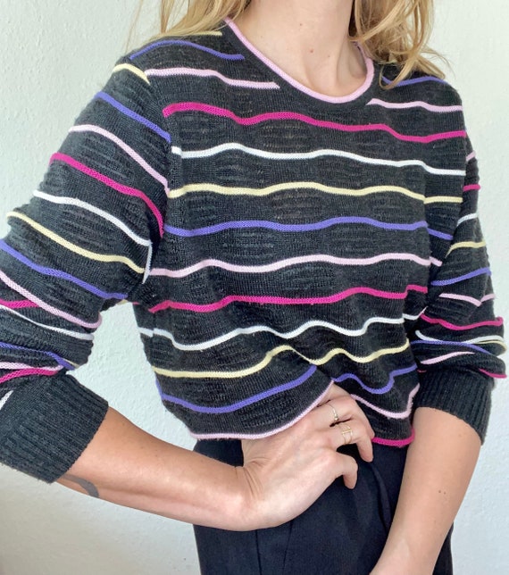 Beautiful vintage sweater waistband striped 90s - image 1