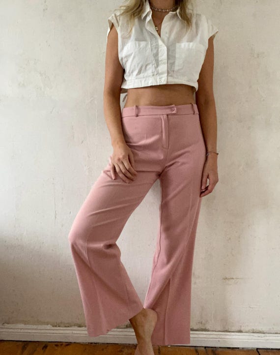 Linda calça vintage rosa cintura baixa anos 90 anos 2000