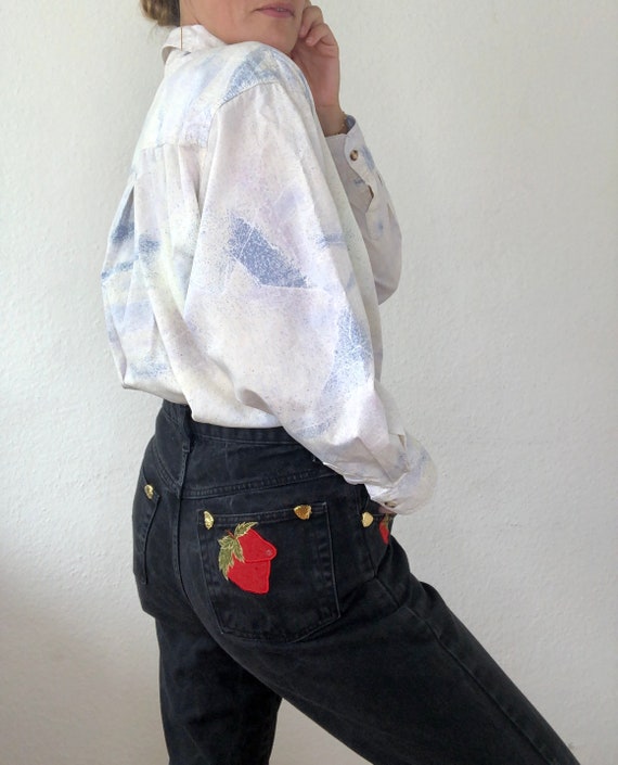 Casual vintage jeans black highwaist with strawber
