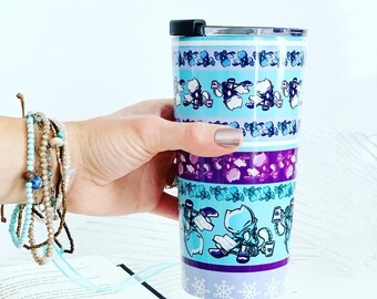 Travel Mug: Cozy Up Pattern - Skoshie the Cat - reading, cute, bookworm, snuggles