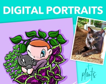 Digital cartoon portraits: Original art based on YOUR PHOTO