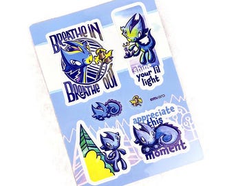 Kawaii Dragon Sticker Sheet | Wisp Character, Kids Party Favor (Printed Paper)