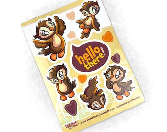 Kawaii Owl Sticker Sheet | Vaysie the Owl Vinyl Stickers (Waterproof)