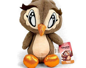 Vaysie the Owl Stuffed Animal, 7-Inch Soft Plush Toy, Sparkly Accents, Embroidered Eyes
