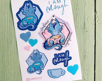 Stickers: I Am Enough - Embrace Imperfection - Wisp the Dragon