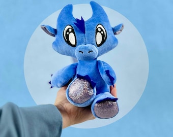 Kawaii Dragon Plush | 11 Inch Minky Stuffed Dragon, Sparkly Wings, Storybook Character