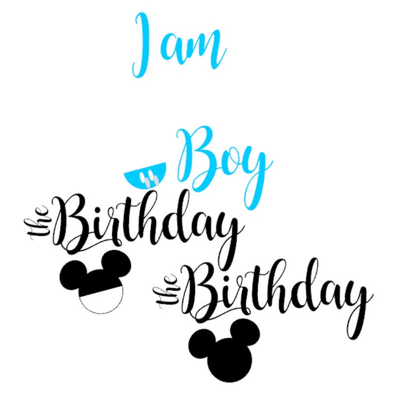 Clip Art Mickey Mouse I Am The Birthday Boy Svg Blue Ears Head Disney Cricut Silhouette Iron On Transfer Party Decorations Bday Template Paper Decal Art Collectibles