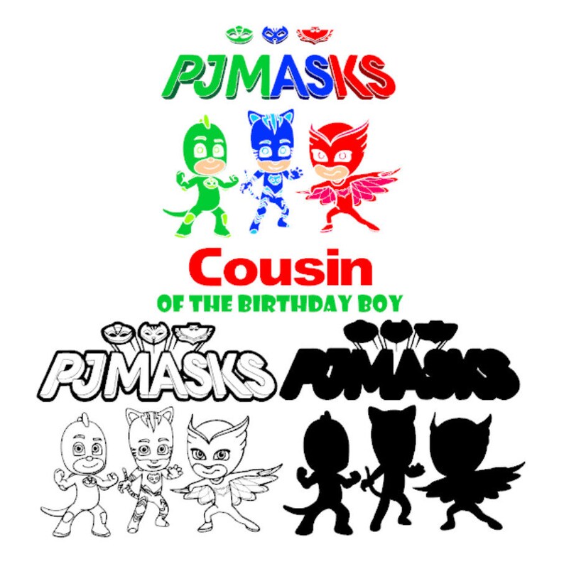 Download Clip Art Cousin Of The Birthday Boy Svg Pj Masks Catboy Owlette Gekko Cricut Silhouette Shirt Clipart Party Decorations Bday Family Iron On Transfer Art Collectibles