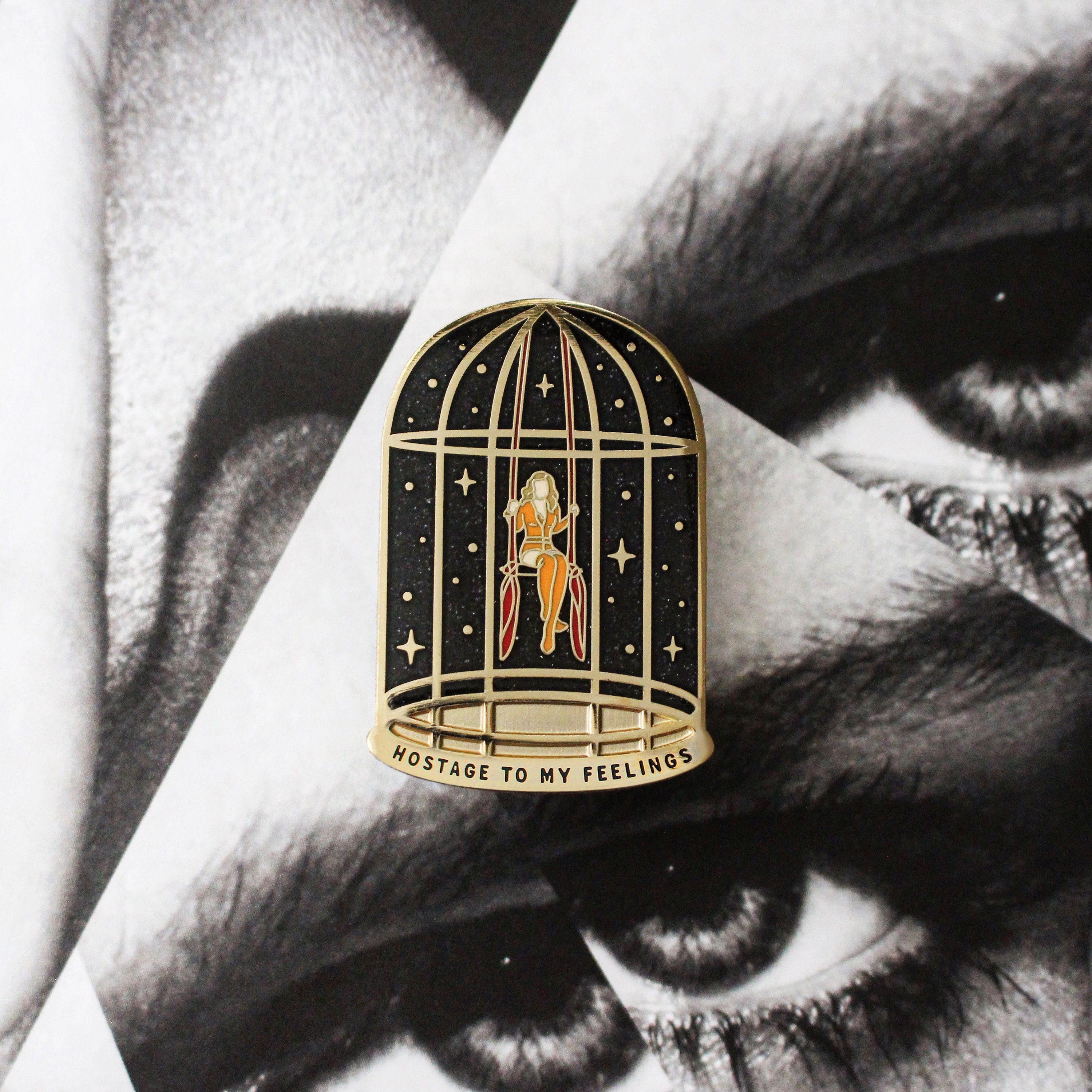 Gold Cage Hard Enamel Pin