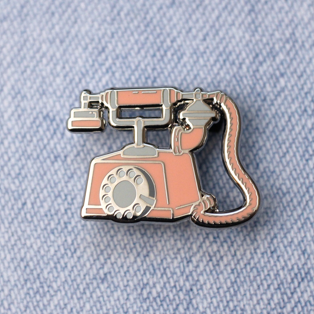 Retro Pink Phone Hard Enamel Pin - Etsy