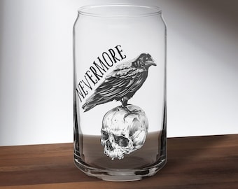 Raven Nevermore Can-Shaped Glass: Edgar Allan Poe Gift