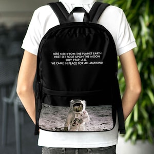 NASA Moon Landing Backpack with Iconic Astronaut Buzz Aldrin Photo