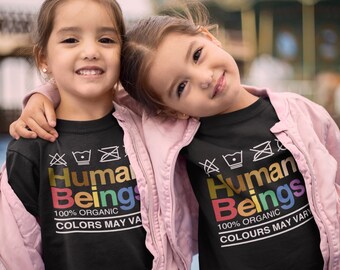 Human Beings Kids Tee, Pride Equality T-Shirt, Organic Cotton