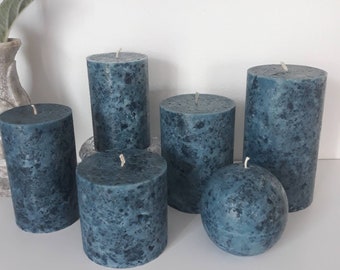navy pillar candles