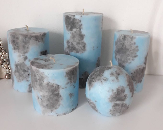Grey Pillar Candles Unique Decorative Candles With Marble Etsy