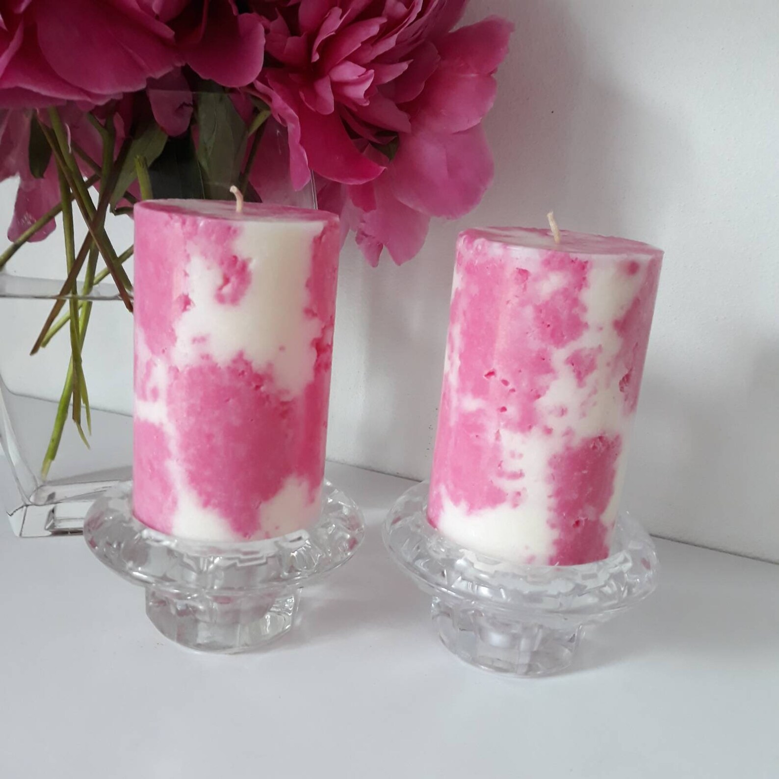 Pink Decorative Candles. Pink Pillar Candles. Pink Room Decor. Etsy