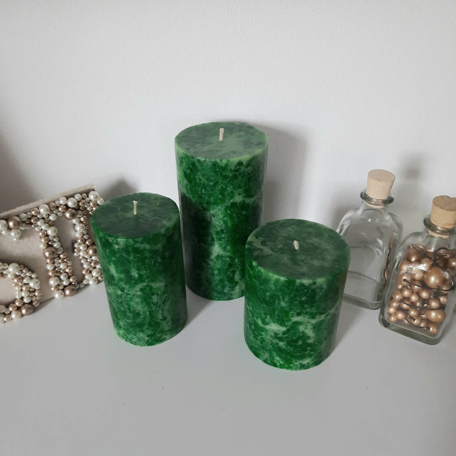 Emerald Green Pillar Candles. Unique Candles for Emerald Green Etsy