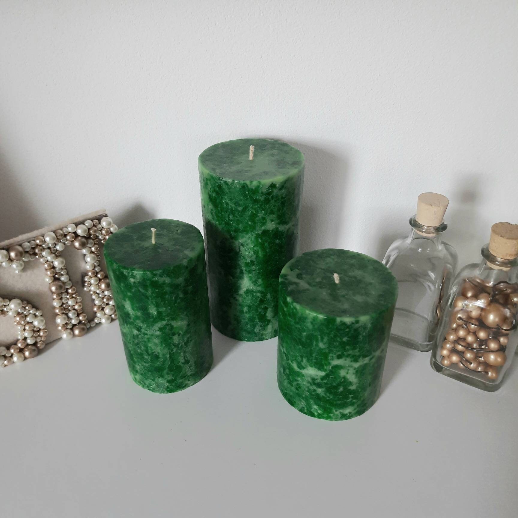 Emerald Green Pillar Candles. Unique Candles for Emerald Green Etsy