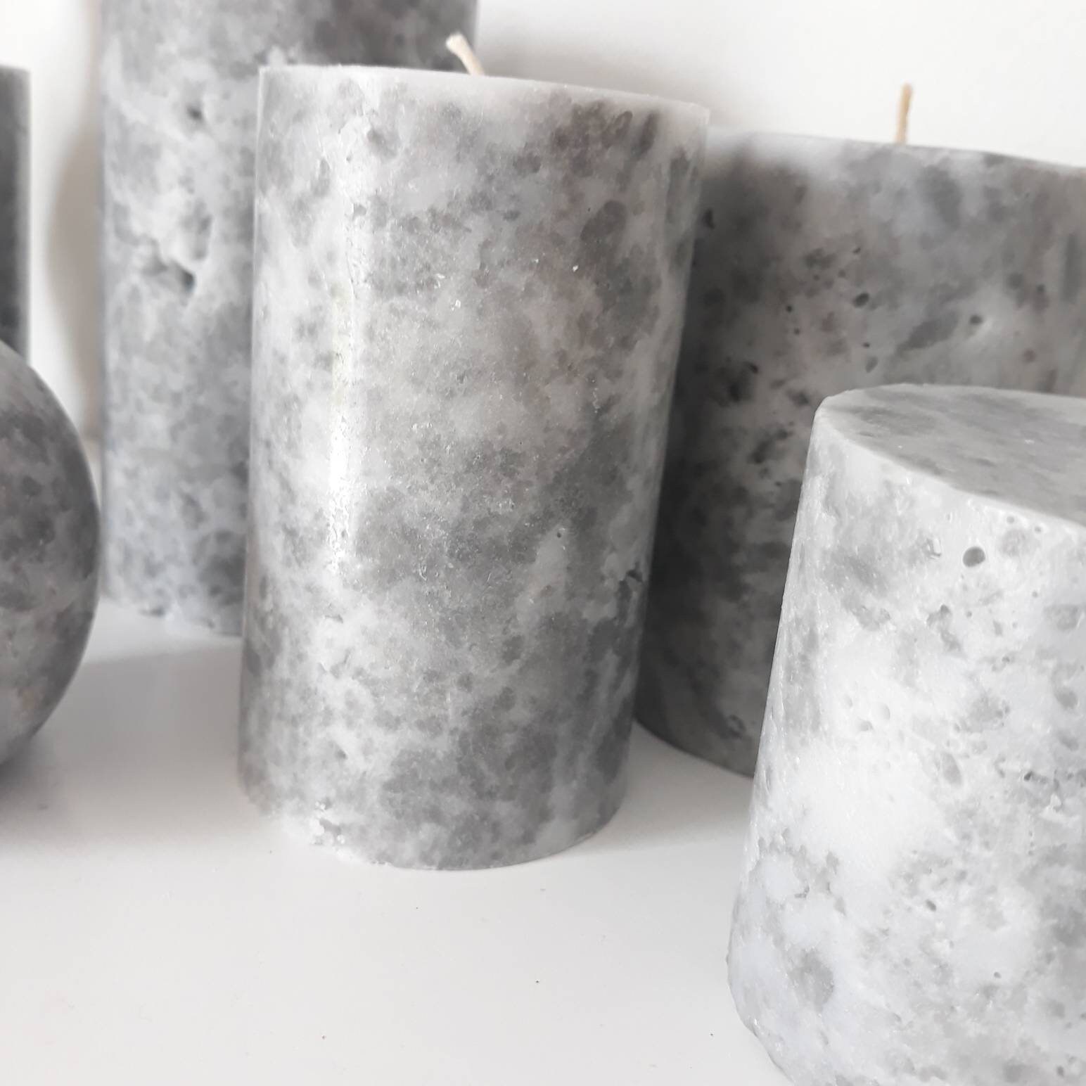 Grey Pillar Candles Unique Decorative Candles With Marble Etsy Australia