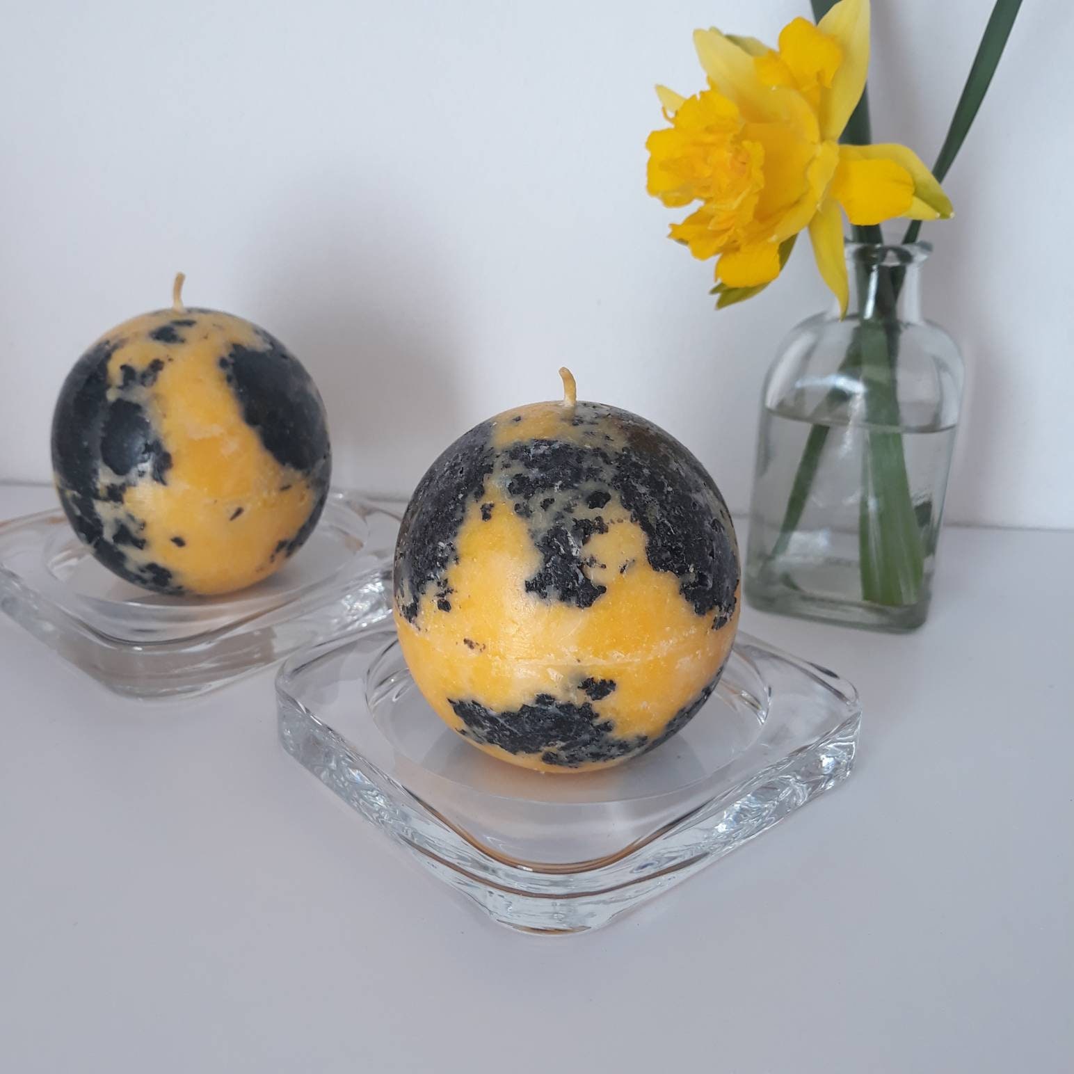 Black Yellow Pillar Candles. Decorative Candles. Sunflower Etsy UK