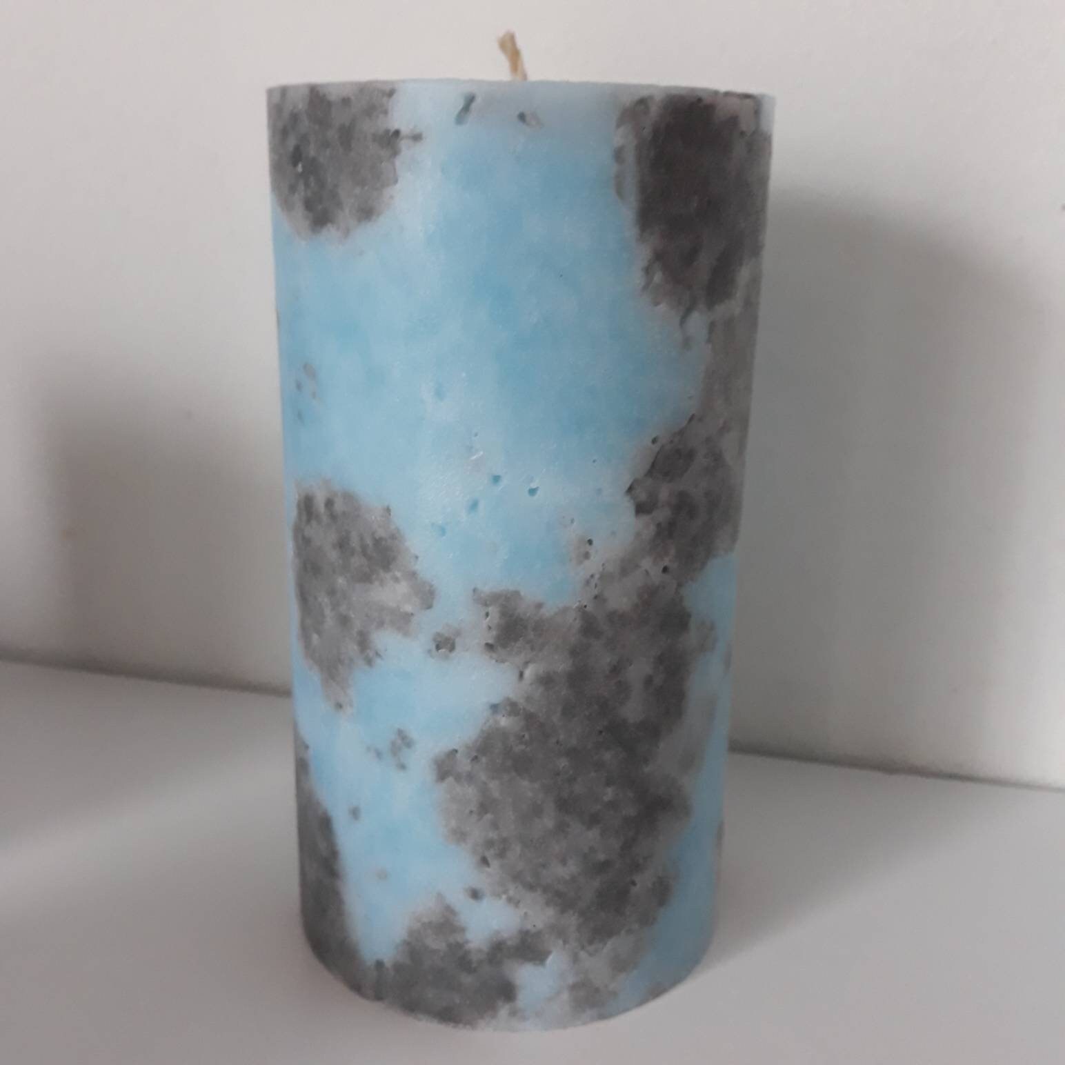 Blue Gray Pillar Candles. Decorative Candles for Unique Home Etsy