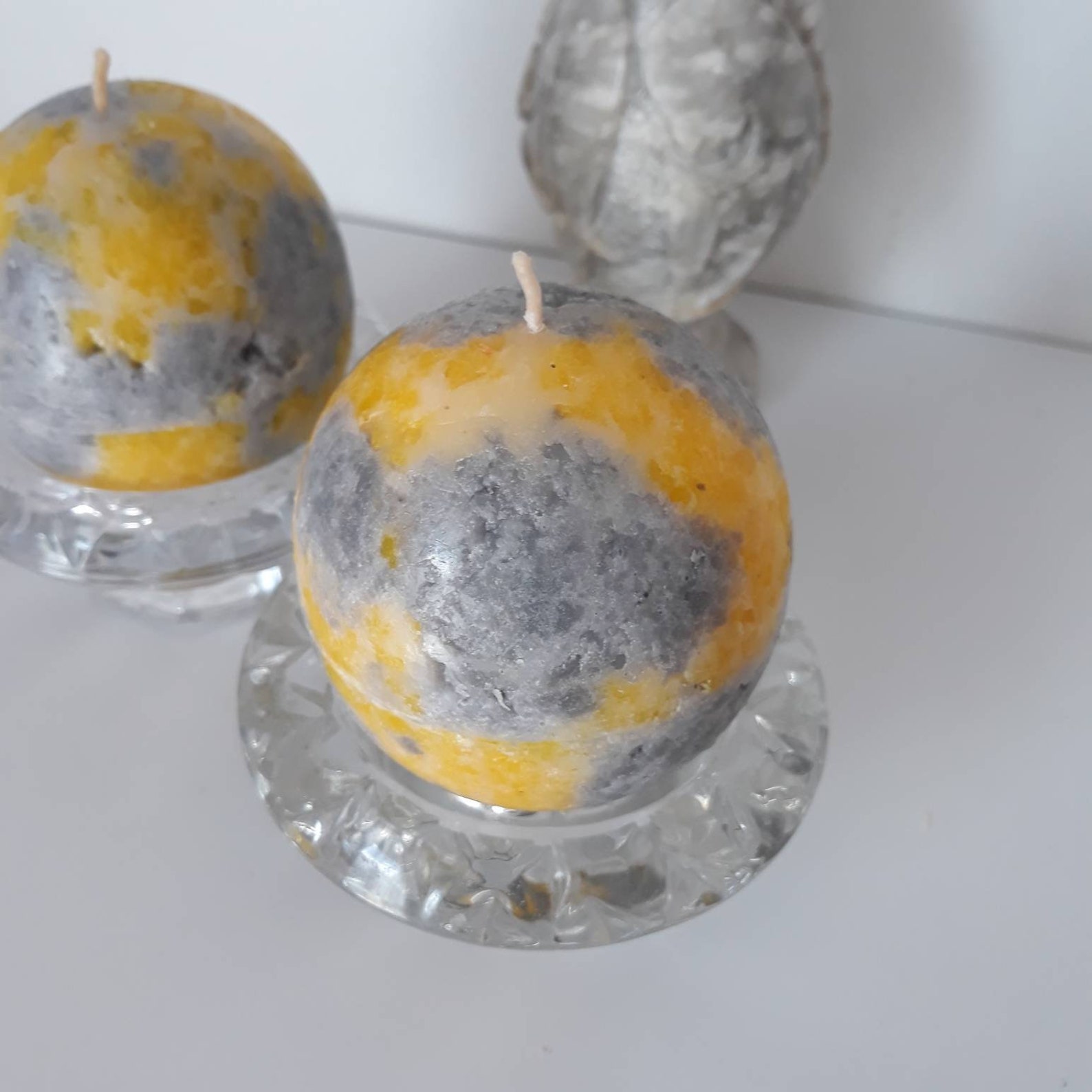 Yellow And Gray Pillar Candles. Decorative candle for Etsy