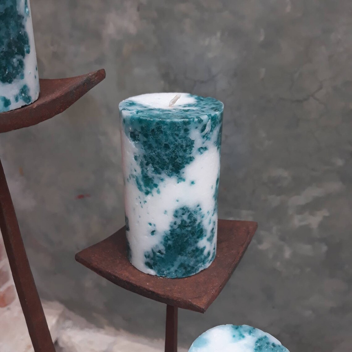 Teal Decorative Candle. Turquoise Pillar Candles Aqua Home Etsy