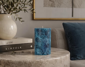 Navy blue pillar candles Unique  midnight blue candles for decor and gift.