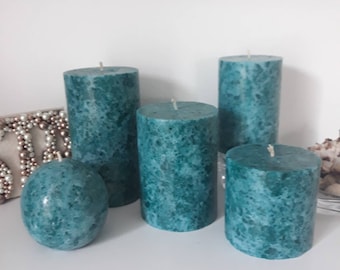 Teal Turquoise candles. Unique candle for turquoise home decor. Designer decorative candles.