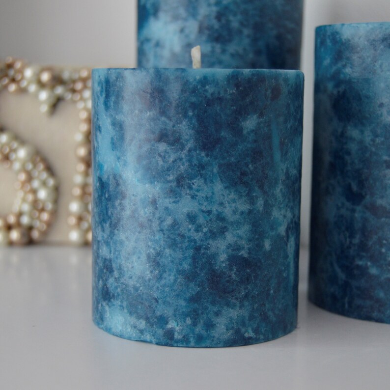 Navy Blue Pillar Candles Unique Midnight Blue Candles for Etsy