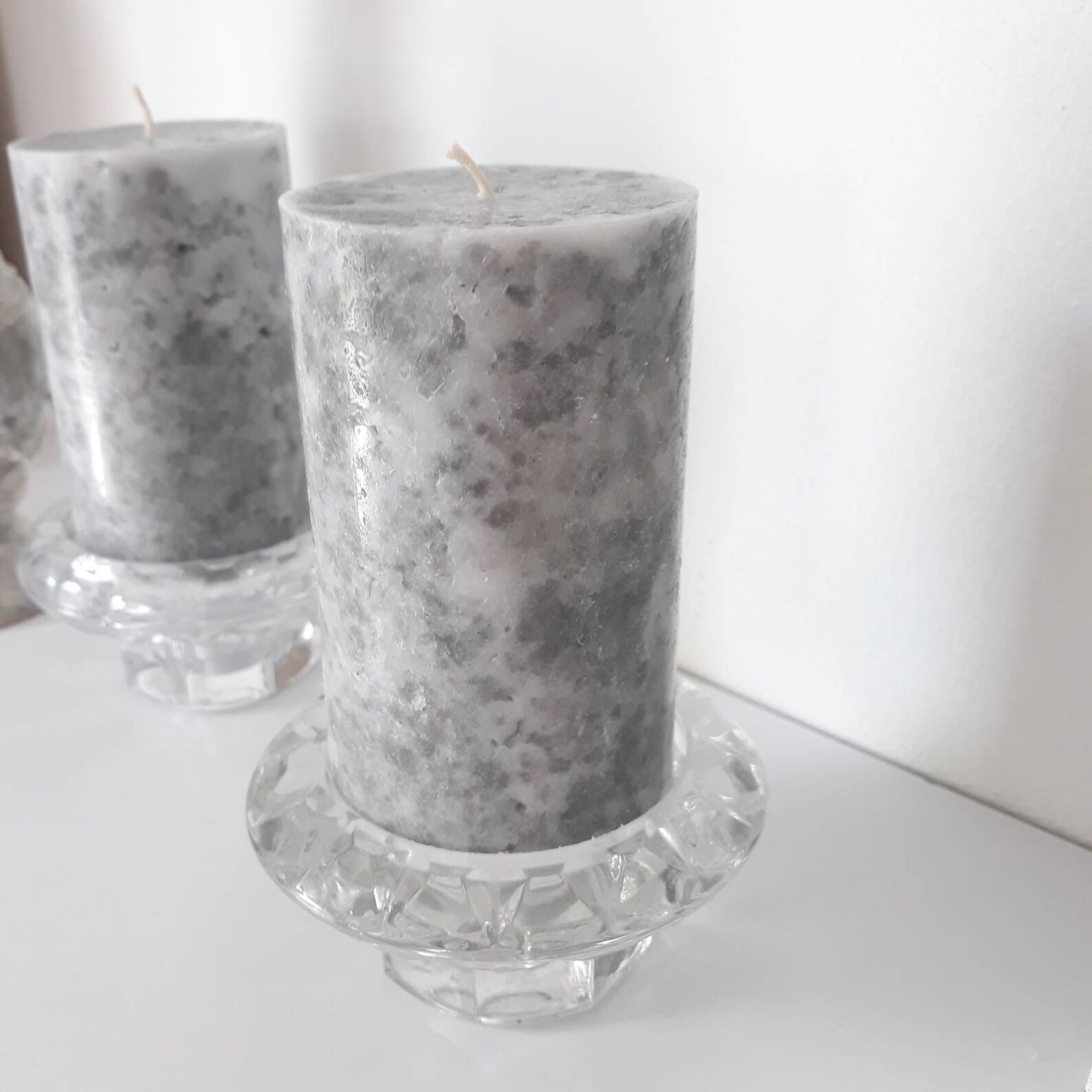 Grey Pillar Candles Unique Decorative Candles With Marble Etsy Australia