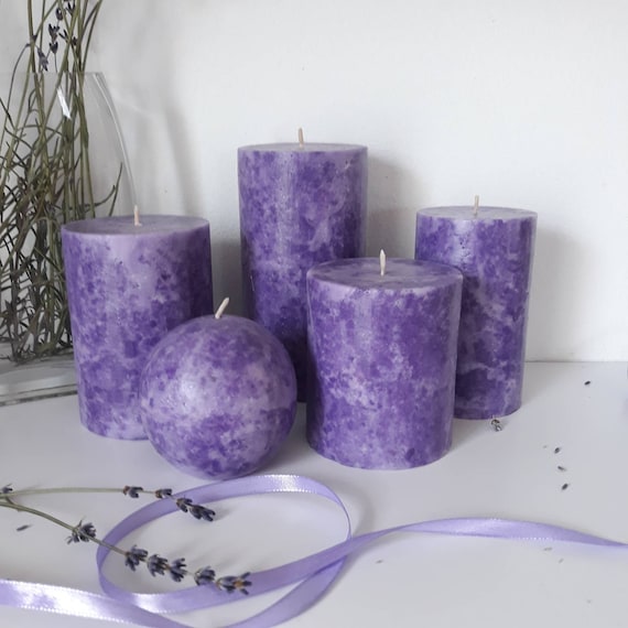 Purple Candles. Purple Pillar Candle. Unique Candle. Etsy